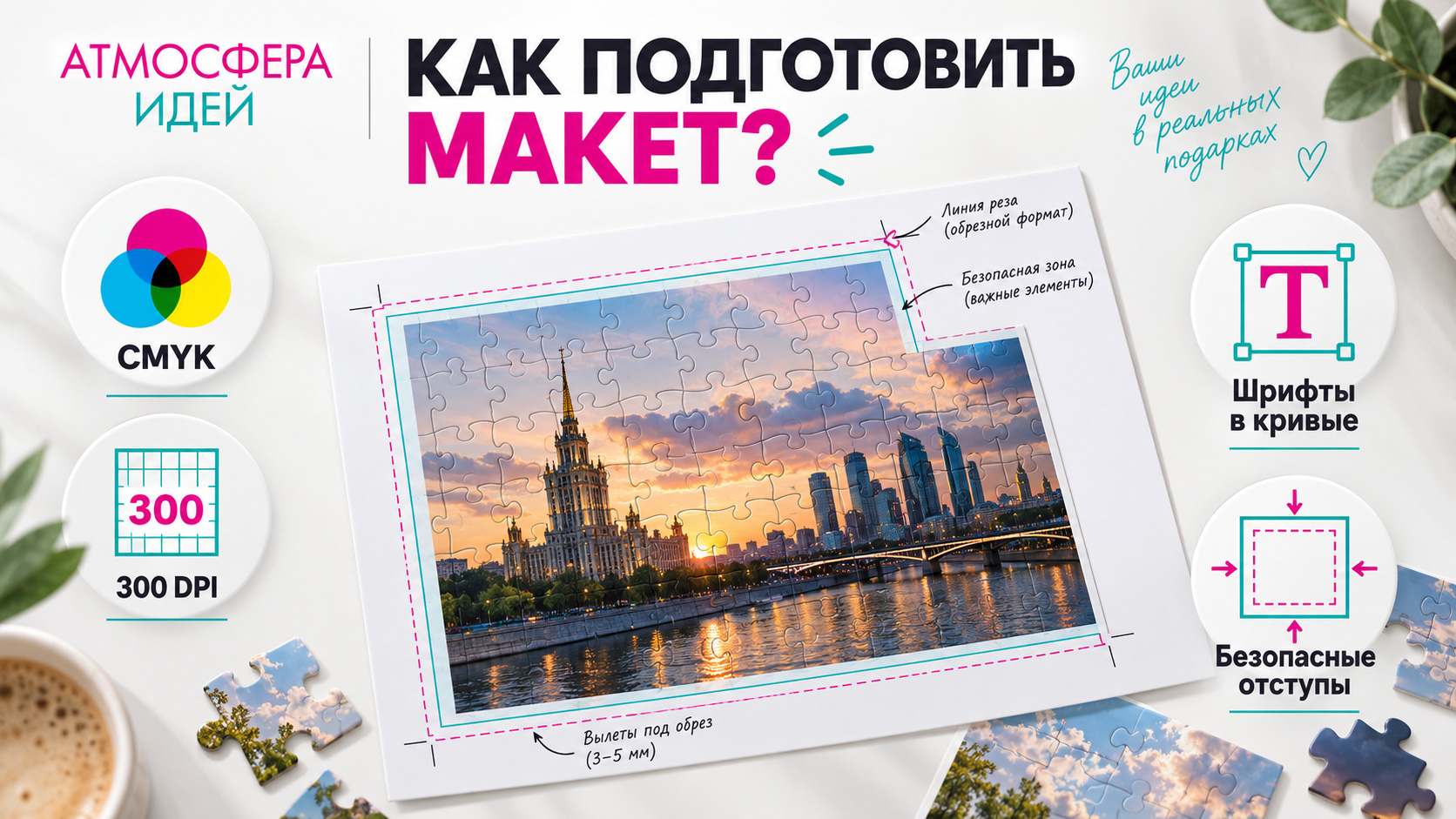 Подготовка макета фотопазла — разрешение изображения, CMYK и безопасная зона