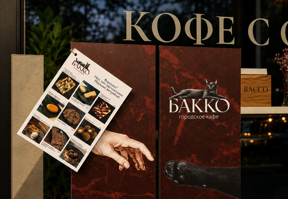 Образец меню для кофейни: обложка и разворот